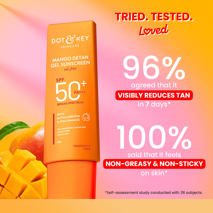 Dot & Key Mango + Detan Gel Sunscreen (Oil Free), SPF 50+ PA+++ (80g)