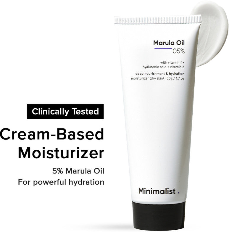 Minimalist 5% Marula Oil Moisturizer With Hyaluronic Acid & Vitamin F & E For Dry Skin
(50 g)