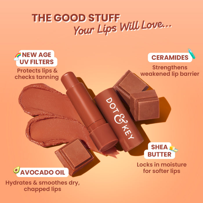Dot & Key SPF 50+ Barrier Repair Hydrating Lip Balm (Cocoa Nude - Medium Tinted)