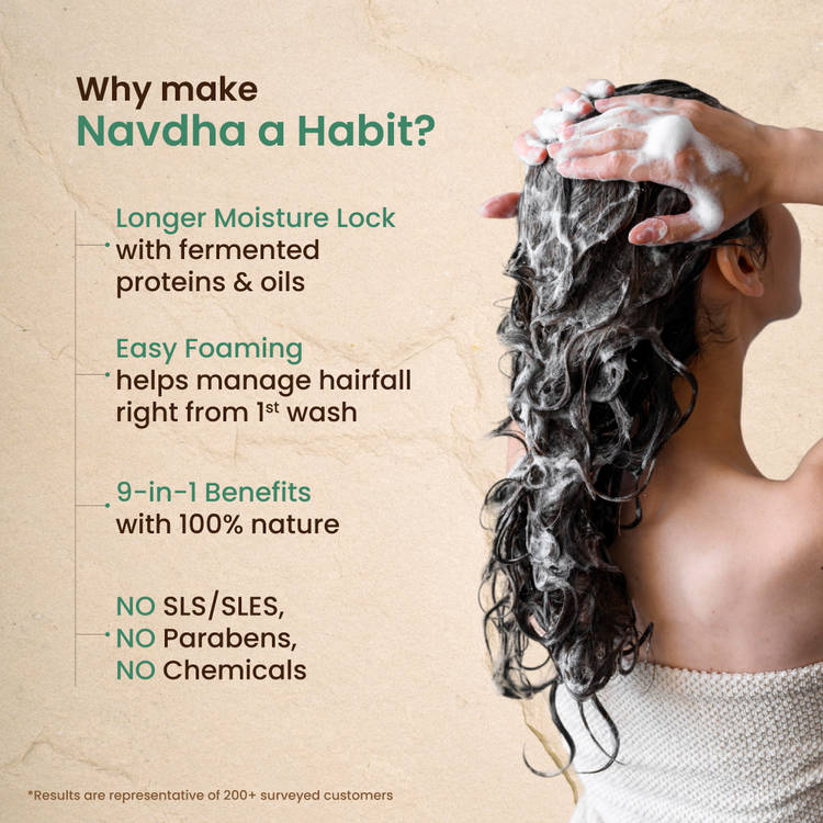 Nat Habit Tri Leaf Rosemary Navdha Shampoo For Hair Fall Control, Shampoo For Dry And Damaged Hair (225ml)
