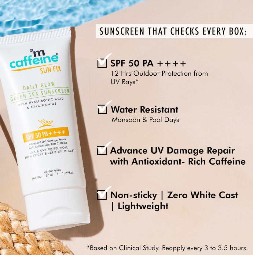 Mcaffeine Green Tea Sunscreen SPF 50 PA++++ with Niacinamide - 50 ml