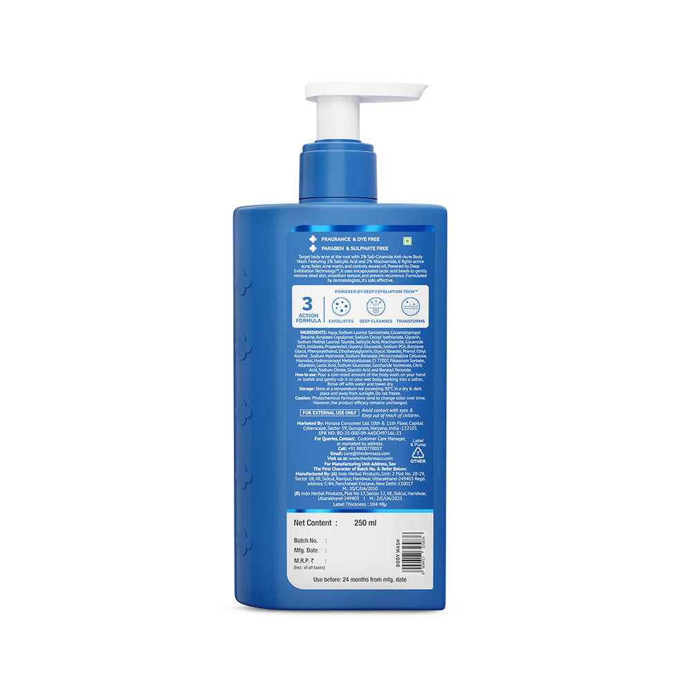 The Derma Co 2% Sali-Cinamide Anti-Acne Body Wash - 250 ml