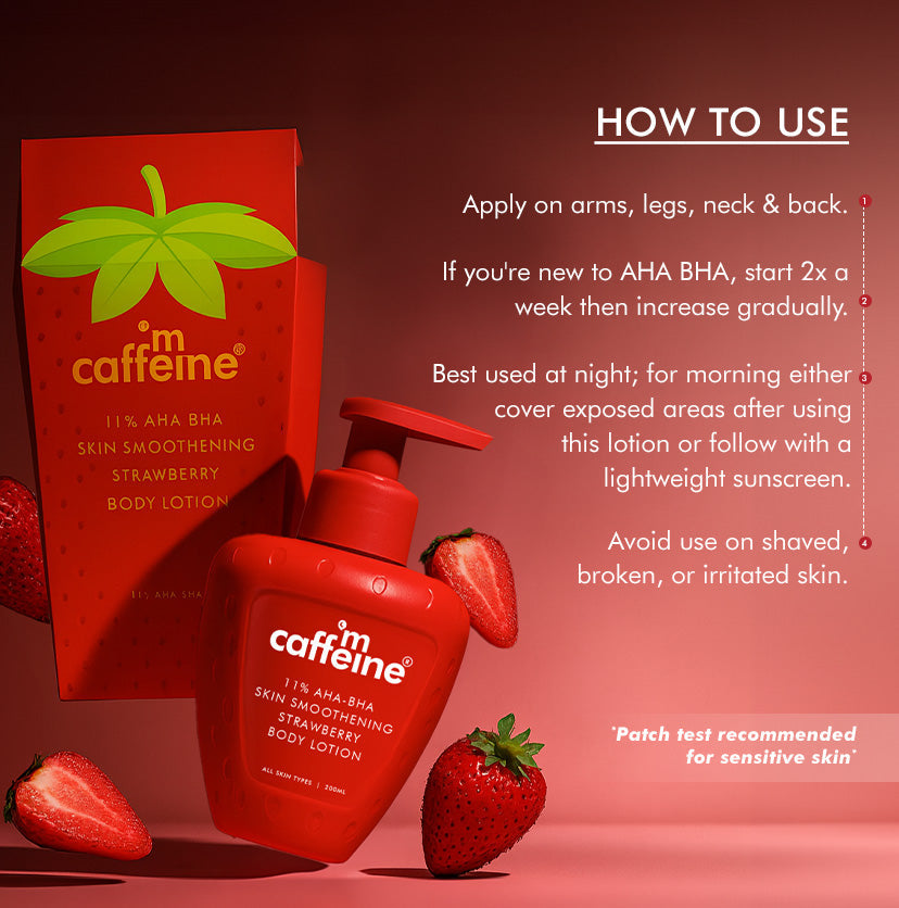 Mcaffeine 11% AHA BHA Strawberry Body Lotion for Skin Smoothening