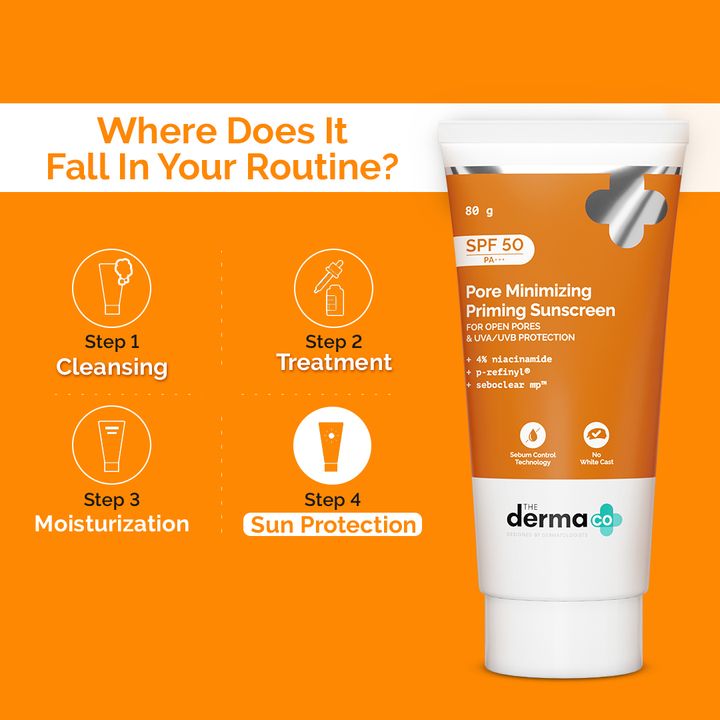 The Derma Co Pore Minimizing Priming Sunscreen For Open Pores & UVA/UVB Protection - 80g