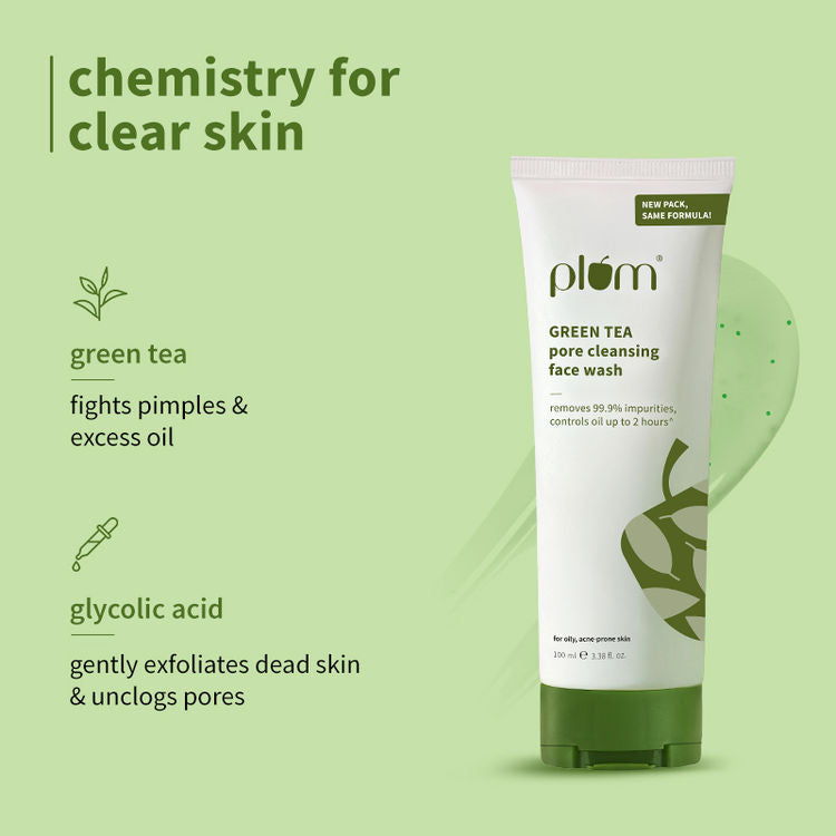 Plum Green Tea Pore Cleansing Gel Face Wash With Glycolic Acid (100ml)