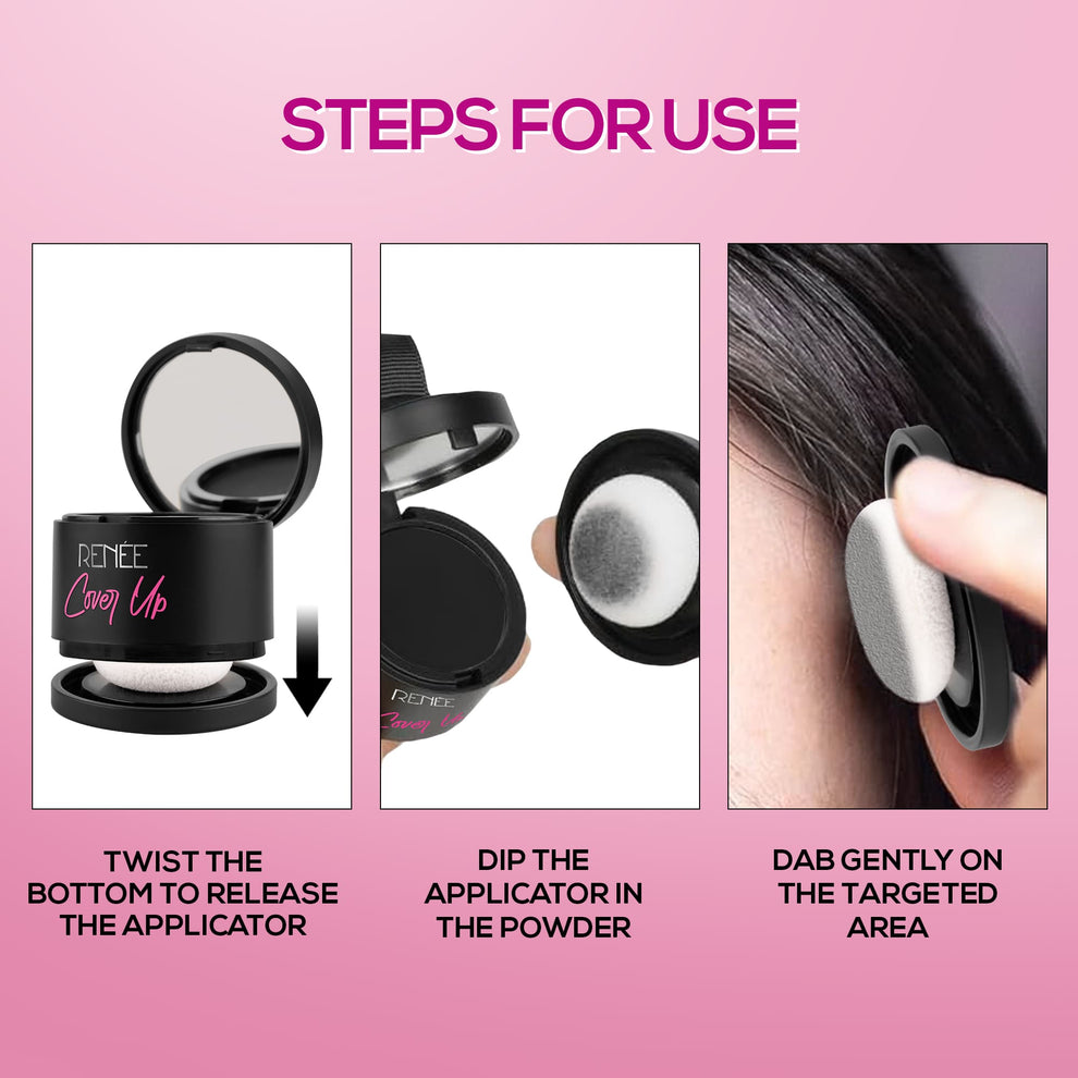 RENEE Cover Up Hair Powder- For Instant Grey Hair Coverage & Root Touch-Up (Black)