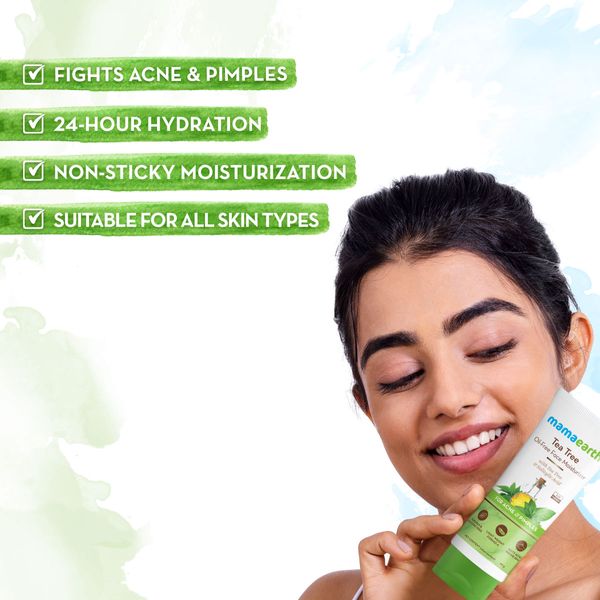 Mamaearth Tea Tree Oil-Free Face Moisturizer with Tea Tree and Salicylic Acid for Acne and Pimples - 80 g