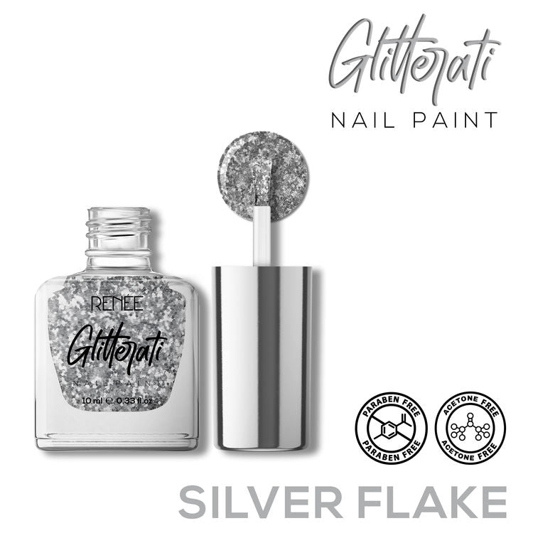 RENEE Glitterati Nail Paint (10 Silver Flake)
