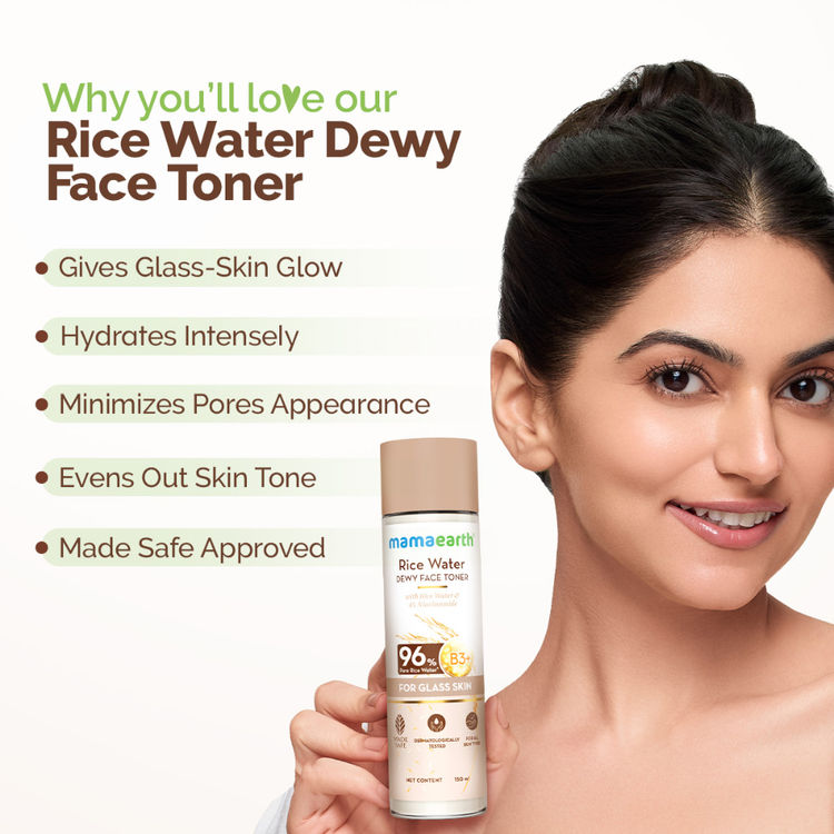 Mamaearth Rice Water Dewy Face Toner with 4% Niacinamide for Glass Skin and All Skin Types (150ml)