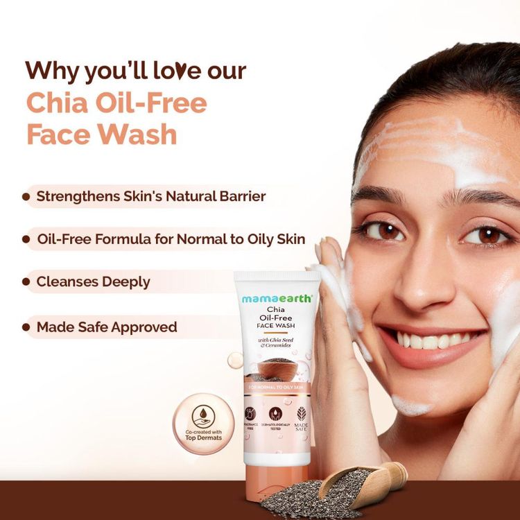 MamaearthChia Seed and Ceramides Oil-Free Face Wash for a Hydrated Glow (100ml)