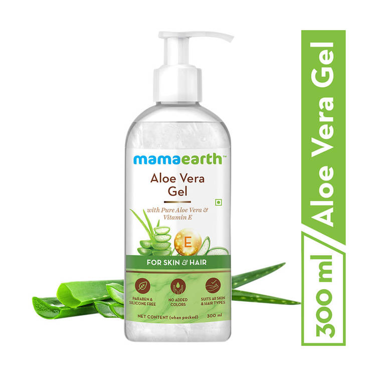 Mamaearth Aloe Vera Gel with Pure Aloe Vera & VitaminE for Skin & Hair 300ml| Hydrates, Soothes Skin (300ml)