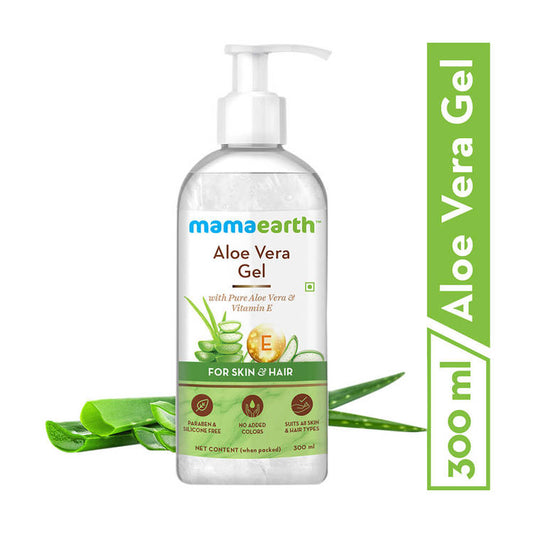 Mamaearth Aloe Vera Gel with Pure Aloe Vera & VitaminE for Skin & Hair 300ml| Hydrates, Soothes Skin (300ml)