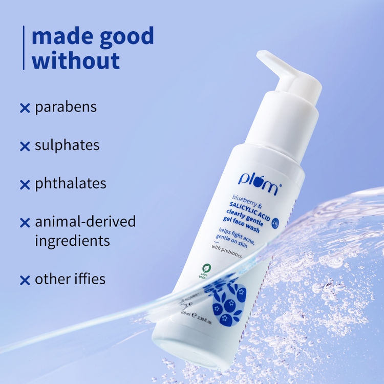 Plum 1% Salicylic Acid &       Blueberry Clearly Gentle Gel Face Wash (100ml)