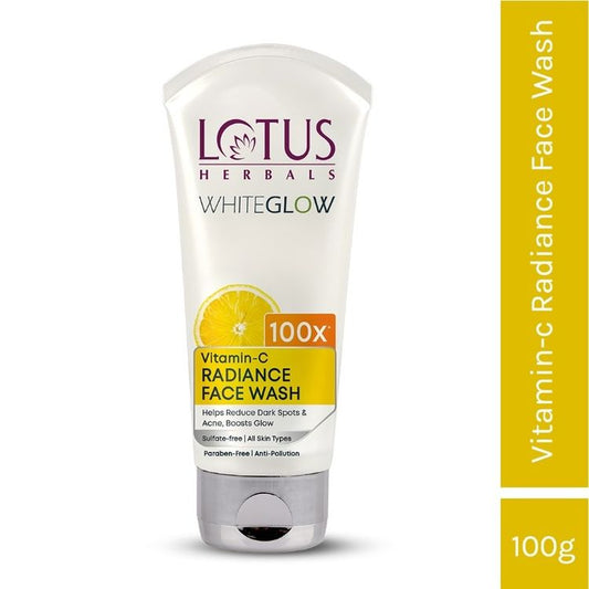 Lotus Herbals Whiteglow Vitamin C Radiance Face Wash Reduce Dark Spots & Dull Skin, All Skin Types (100 g)
