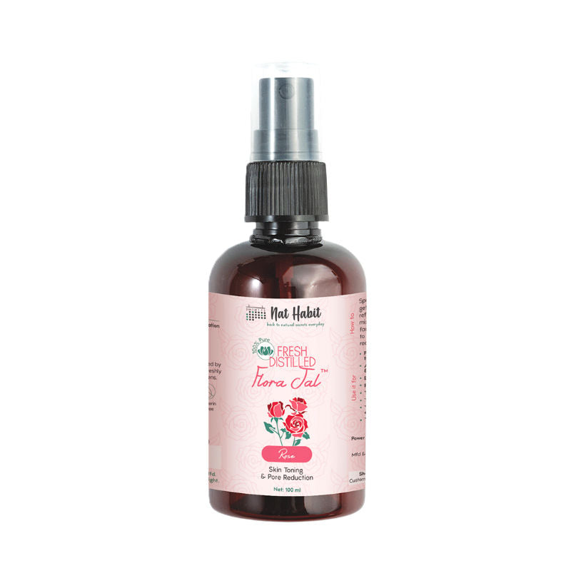 Nat Habit Gulab Jal 100% Pure Rose Water, Face Mist (Toner) for Pore Tightening, Acne & Hydration (100ml)