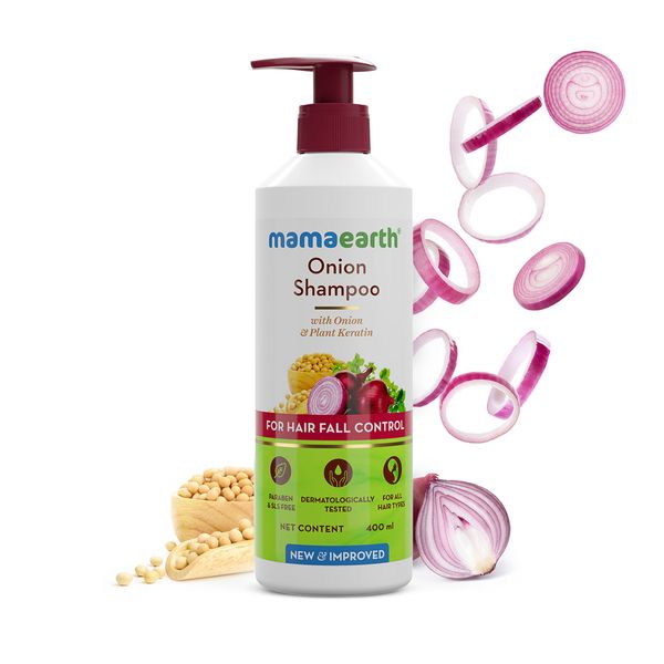 Mamaearth Onion Shampoo with Onion & Plant Keratin for Hair Fall Control - 400ml