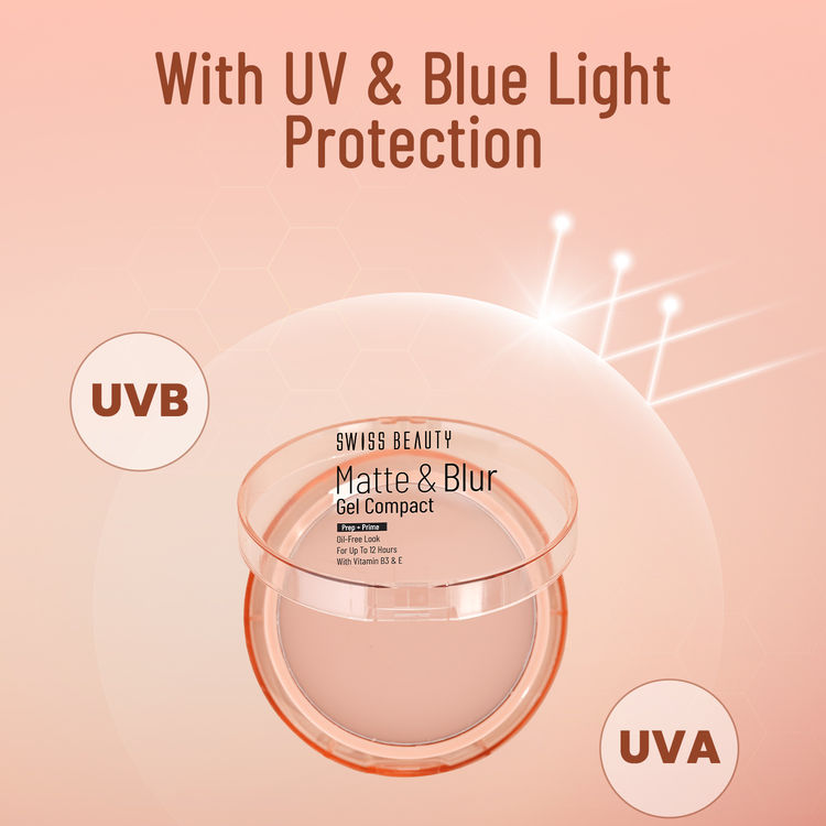 Swiss Beauty Matte & Blur Balm Gel Compact With Vitamin E Prep+ Primer 12-Hour Stay |Oil Free
(8g)