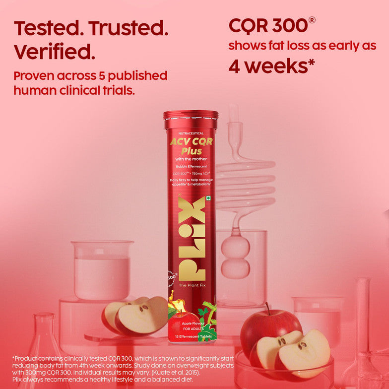 Plix ACV CQR Plus Effervescent for Fat Reduction & Weight Management (2 months)