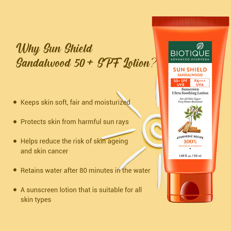 Biotique Bio Sun Shield Sandalwood Ultra Protective Face Lotion SPF 50+ Sunscreen(190ml)