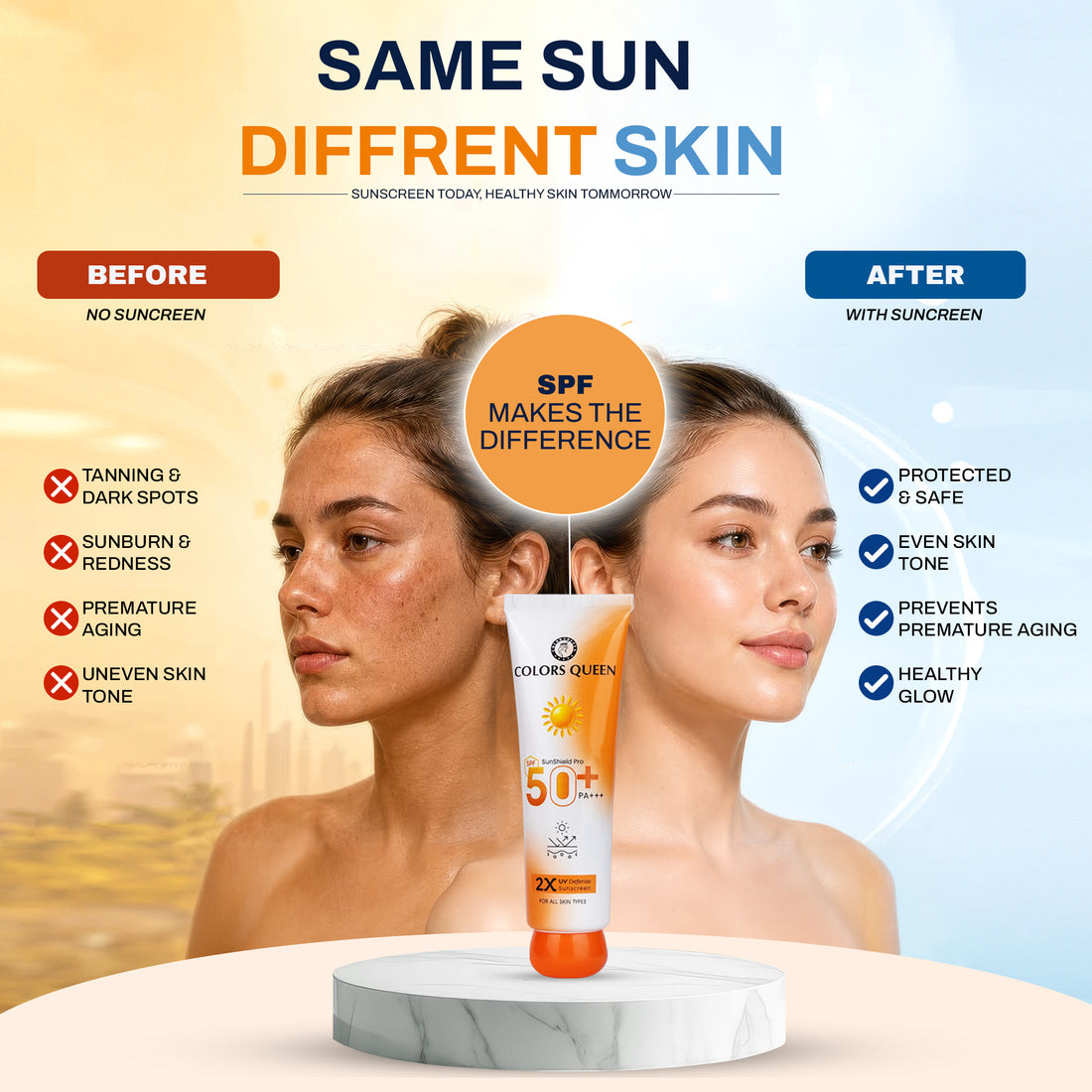 Colors Queen Sunshield Pro Sunscreen - Lightweight SPF 50 Sun Protection