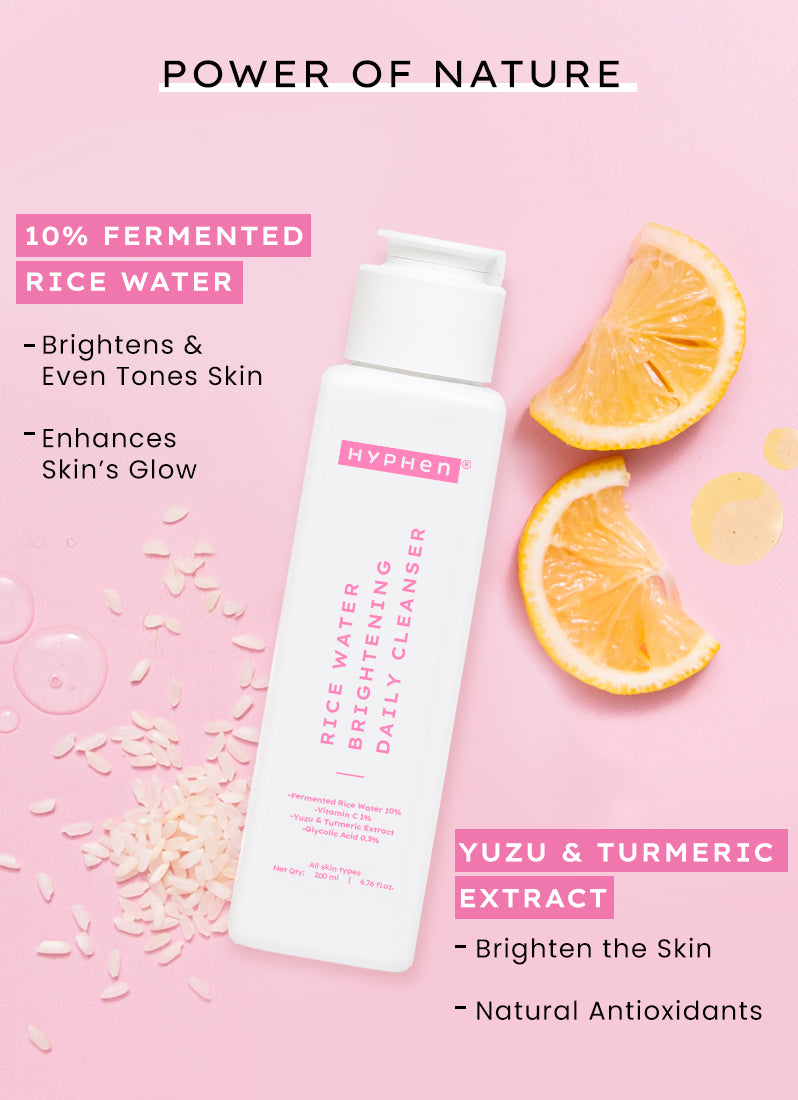 Hyphen 10% fermented rice water cleanser - 1% vit c & 0.5% glycolic acid (200ml)