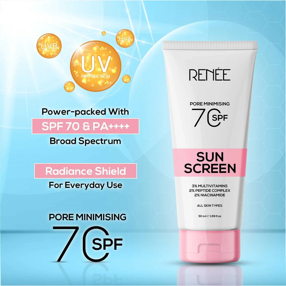 RENEE Pore Minimizing Sunscreen SPF 70 With 2% Niacinamide, 2% Peptide Complex & 3% Multivitamins