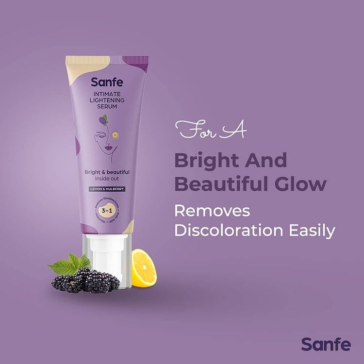Sanfe Intimate Lightening Serum For Dark Underarms Inner Thighs Knees And Bikini Area (50gm)