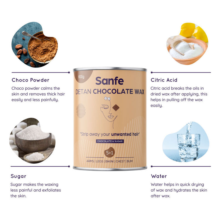 Sanfe Detan Chocolate Wax for Smooth Hair Removal with Chocolate Extracts
(600g)
