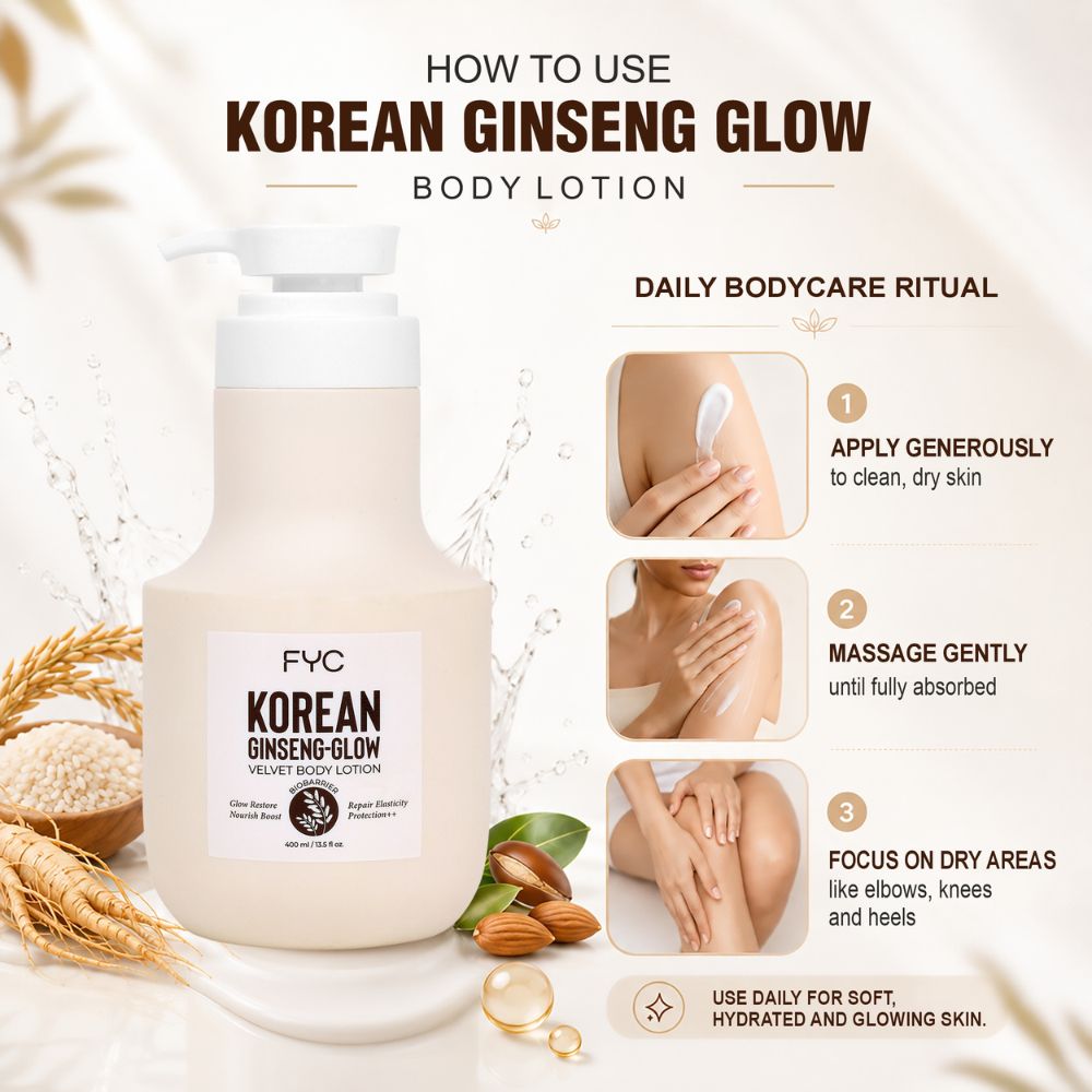 FYC Korean Radiance Body Lotion with Rice Water, Hyaluronic Acid & Argan Oil 400ml