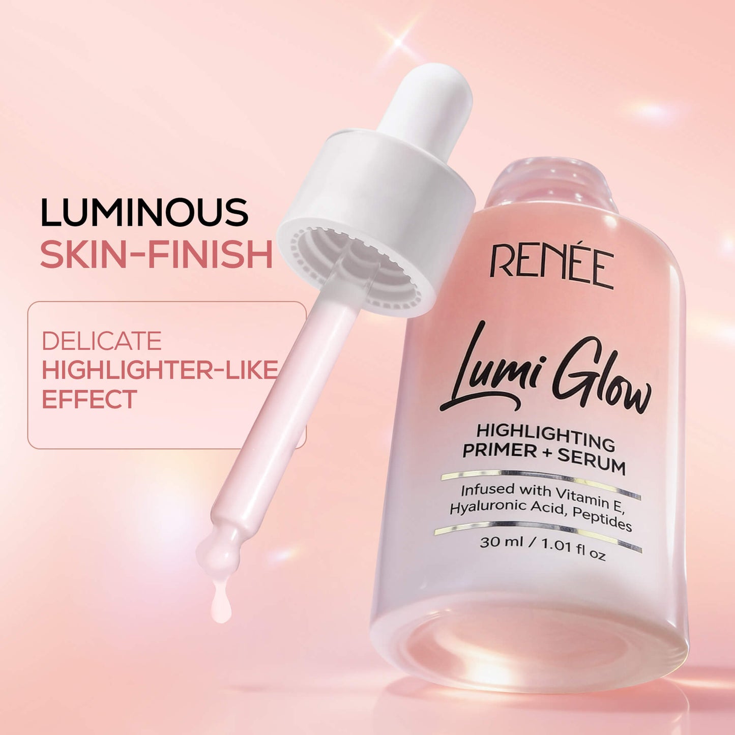 RENEE Lumi Glow Highlighting Primer + Serum With Hyaluronic Acid For Luminous & 3D Glow, 30ml