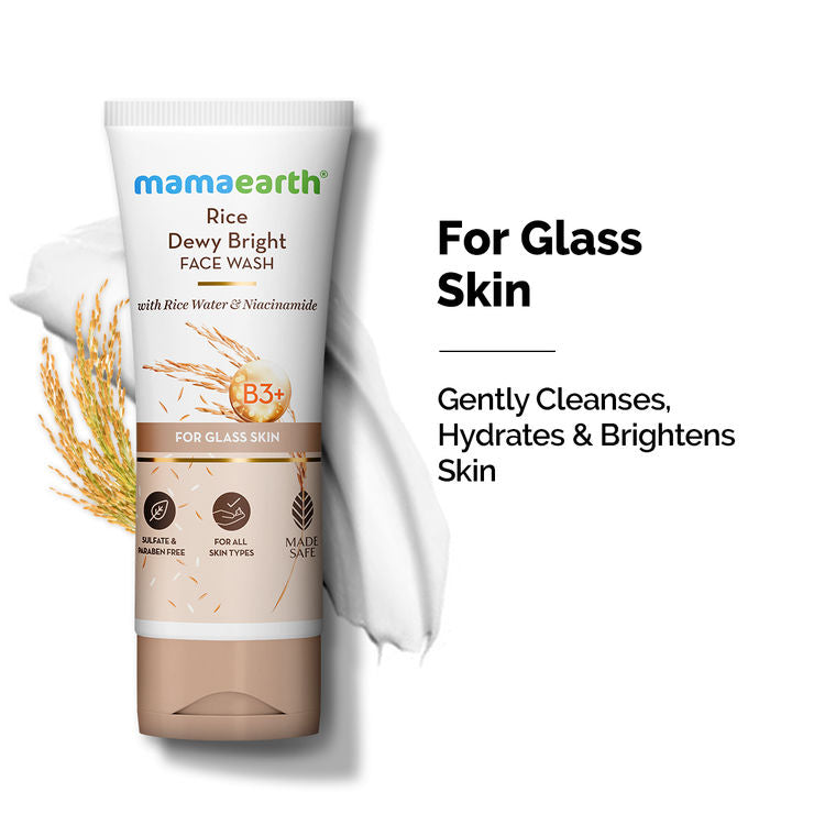 Mamaearth Rice Face Wash With Rice Water & Niacinamide For Glass Skin 100ml