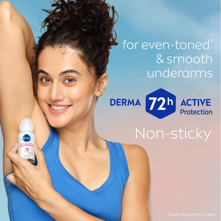 NIVEA Natural Glow Even Toned Vit C & 0% Alcohol Deo Underarm Roll On 72Hr Active Protection Smooth Skin
(50ml)