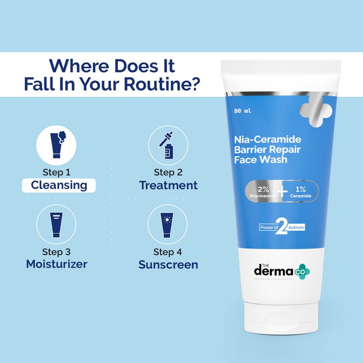 The Derma Co Nia-Ceramide Barrier Repair Face Wash with 2% Niacinamide and 1% Ceramide - 80ml