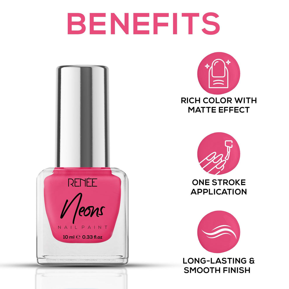 RENEE Neons Nail Paint (04 Pink Flare)