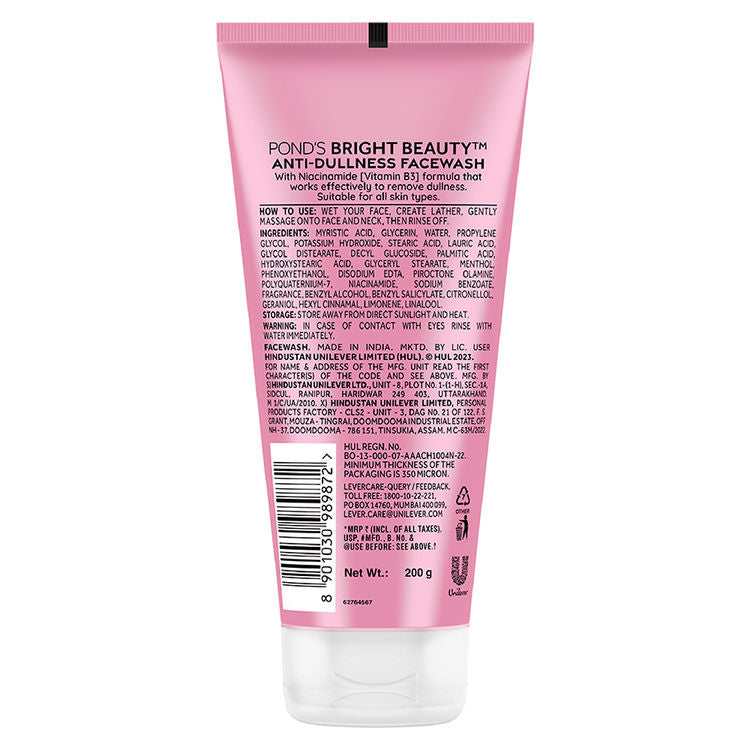 Ponds Bright Beauty Facewash with Niacinamide, For Glass Skin-like Shine
(200g)