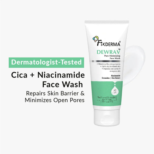 Fixderma Dewrav Barrier Repair & Pore Minimizing Face Wash | Minimizes open pores and repair skin barrier 100ml
