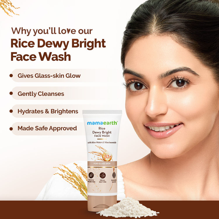 Mamaearth Rice Face Wash With Rice Water & Niacinamide For Glass Skin 100ml