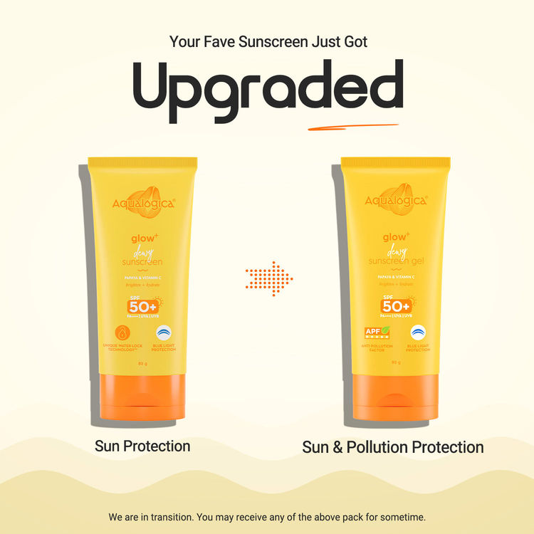 Aqualogica Glow+ Dewy Gel Sunscreen In-Vivo Tested SPF 50+ PA++++ with Papaya & Vitamin C - 80g