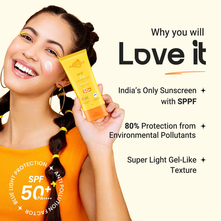 Aqualogica Glow+ Dewy Gel Sunscreen In-Vivo Tested SPF 50+ PA++++ with Papaya & Vitamin C - 80g