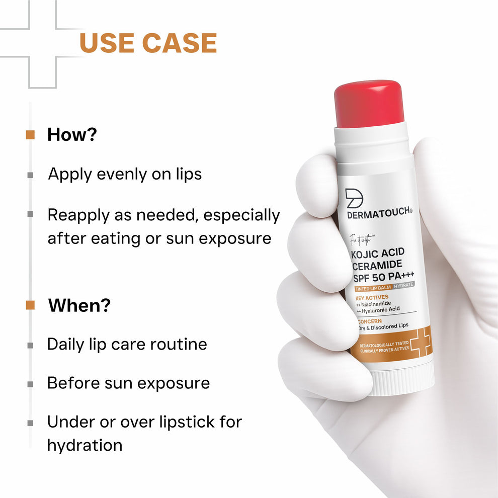 DERMATOUCH Kojic Acid Ceramide SPF 50 PA+++ Natural Lip Balm - Light Tint