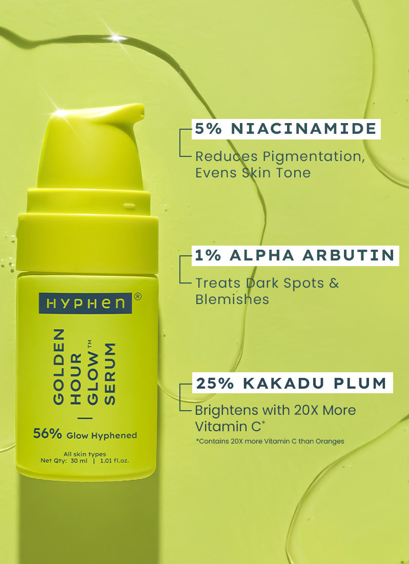 Hyphen Golden hour glow serum | 5% niacinamide, 1% alpha arbutin- 30 ml