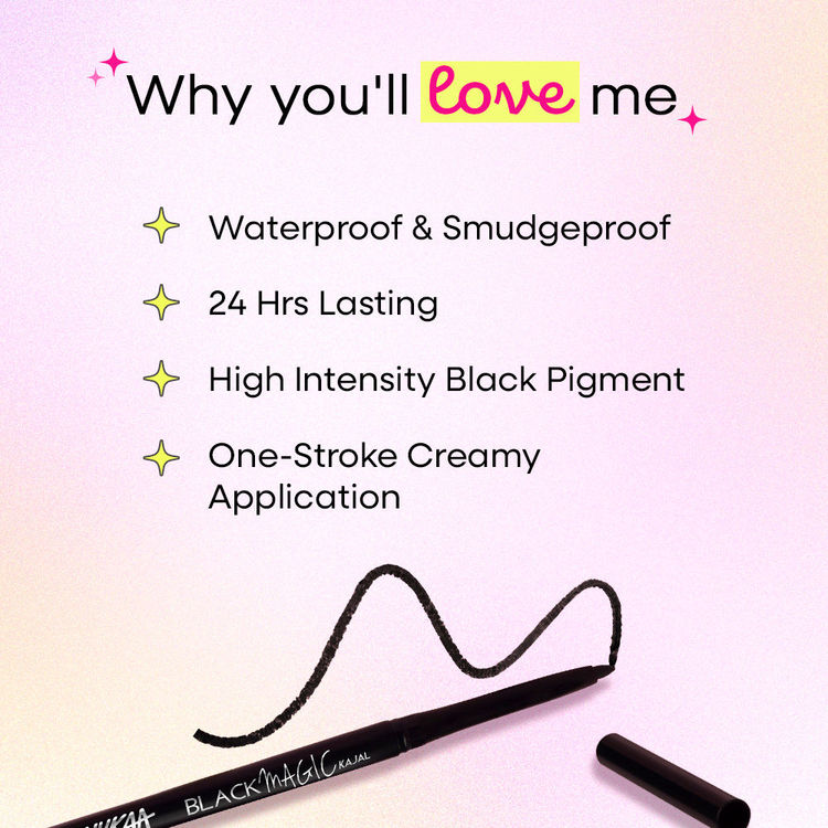Nykaa Magic Smudgeproof Kajal Eyeliner Pencil Lasts Upto 24 Hours - Black
(0.3gm)