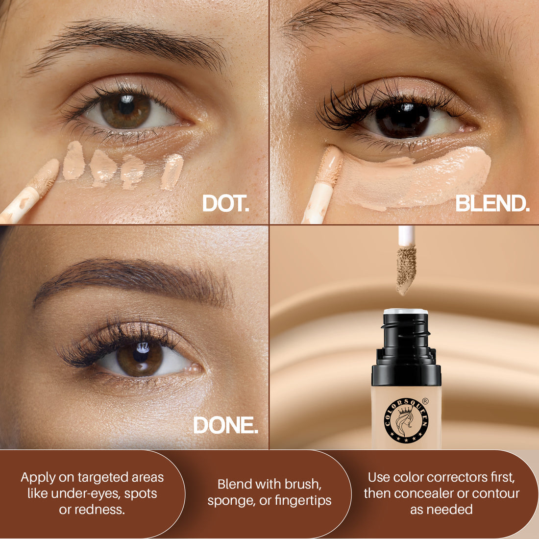 Colors Queen Conceal & Reveal Liquid Concealer 6 Gram  (03 Light Ivory)