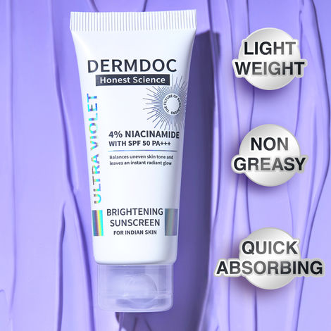 DERMDOC SPF 50 4% Niacinamide Ultra Violet Brightening Sunscreen (60 gm)