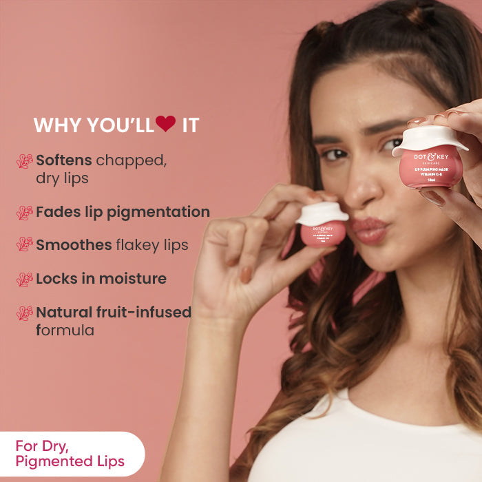 Dot & Key Lip Plumping Mask with Vitamin C + E (Turmeric Oil and Lingonberry Medium Tinted)