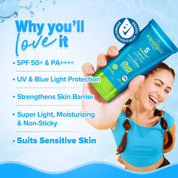 Aqualogica 5 Barrier+ Repair Sunscreen with Avocado & 5 Essential Ceramides 80 gm