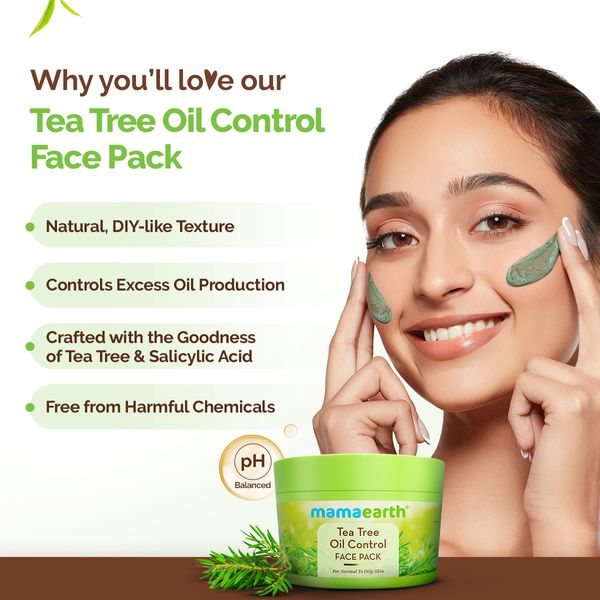 Mamaearth Tea Tree Oil Control Face Pack with Tea Tree & Salicylic Acid for Normal to Oily Skin - 200 g