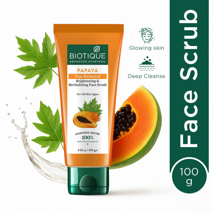 Biotique Bio Papaya Brightening & Revitalizing Tan Removal Scrub (100g)