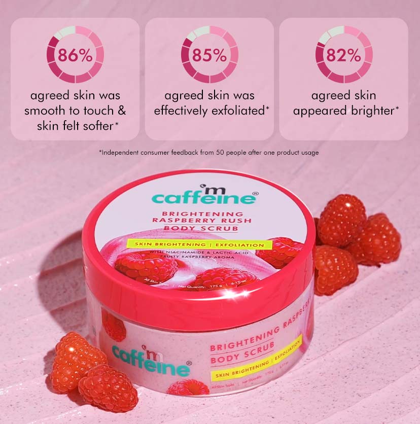 Mcaffeine Brightening Raspberry Body Scrub | Vit C Rich - 175g