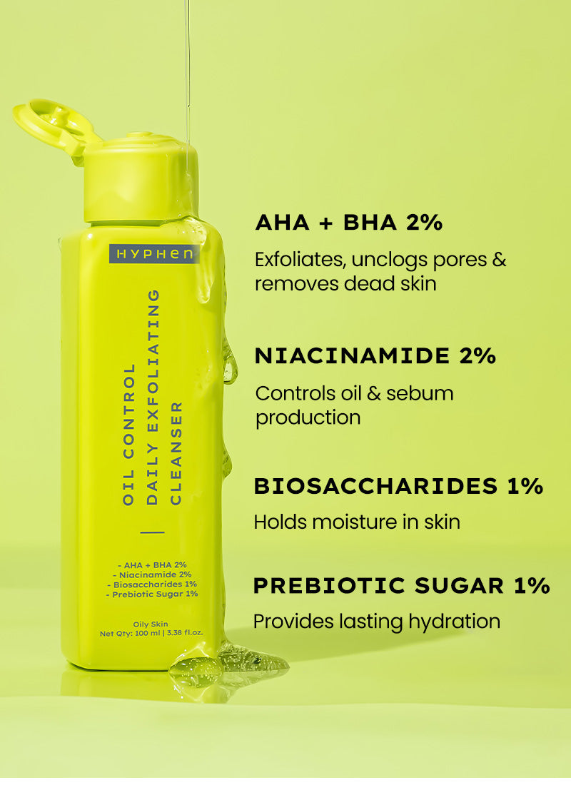 Hyphen Oil control & exfoliating cleanser with 2% aha bha - 100 ml
